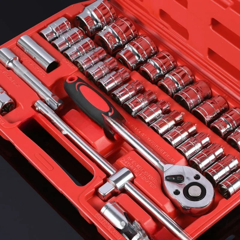 Kit de Ferramentas Profissional com Catraca Reversível - 46 Peças no Estojo