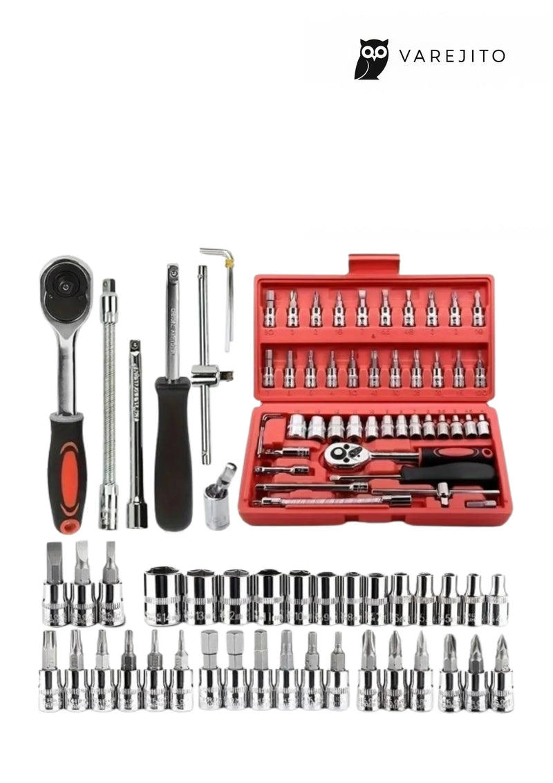 Kit de Ferramentas Profissional com Catraca Reversível - 46 Peças no Estojo
