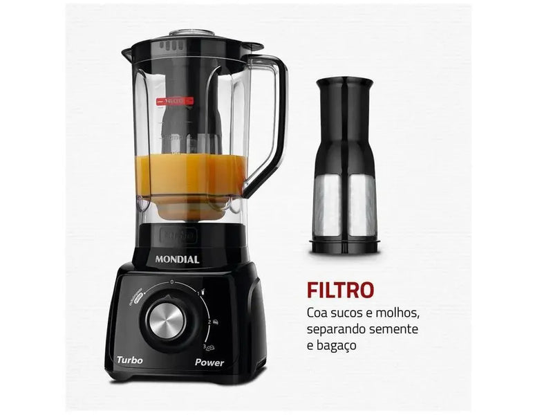 Liquidificador Mondial Turbo Power L-99 FB 550W com Filtro – 110V