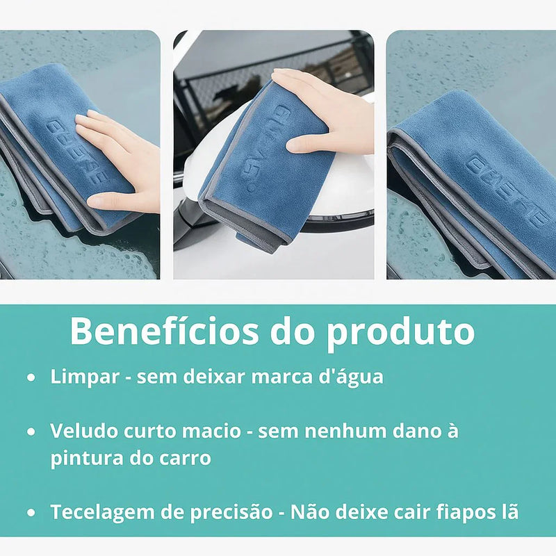Pano de Microfibra de Alta Absorção 40x30cm - Toalha de Secagem Automotiva