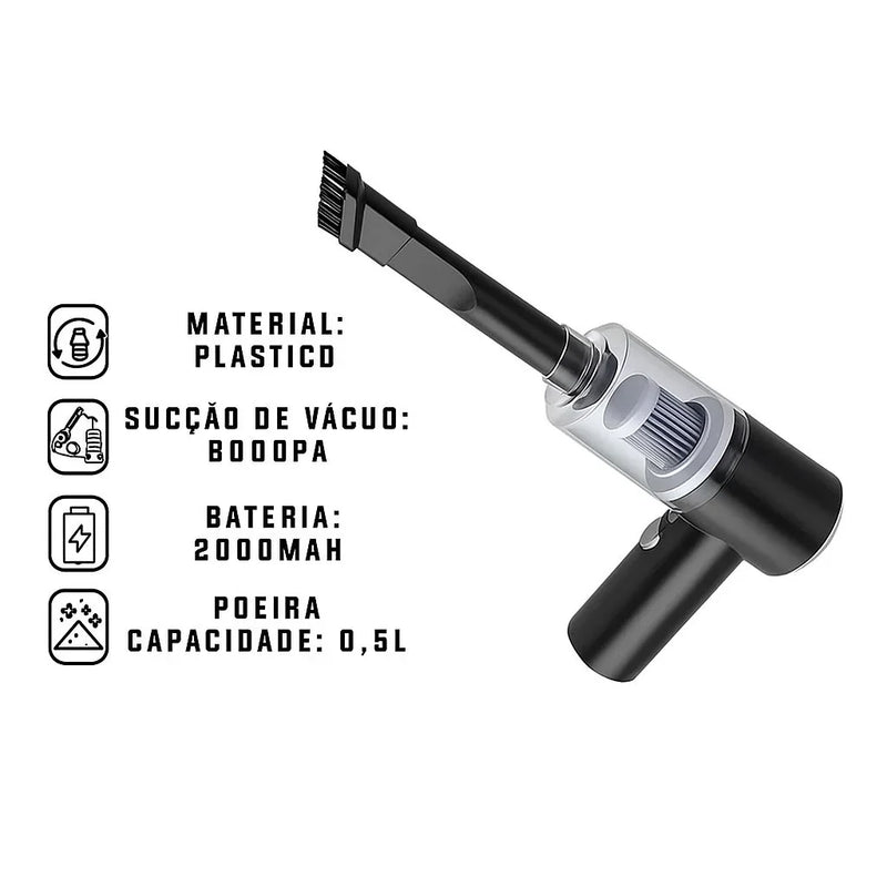 Aspirador Recarregável 2 em 1 – Compacto e Potente
